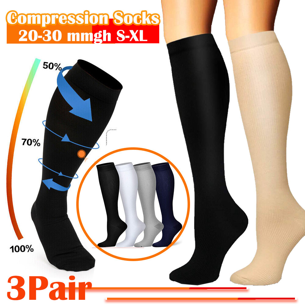 New Medical Compression Stockings/Socks Knee High Class II 20-30 mmHg 3 Pair