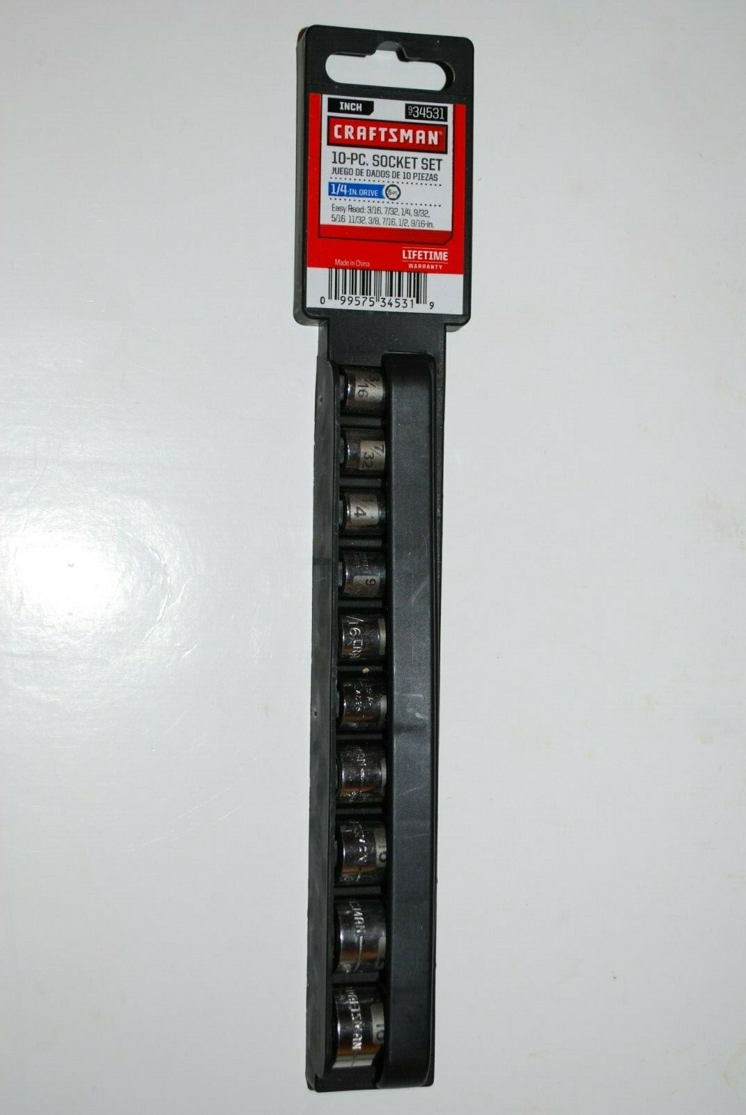 Craftsman 10-PC 6-pt 1/4" Drive  Standard Inch Easy Read Socket Set # 34531