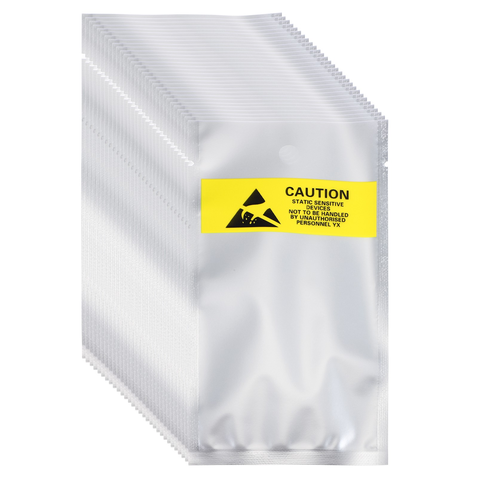 100 Pcs Anti Static Bags 3.1" x 5.9" Open Top with Hole ESD Bags, Silver