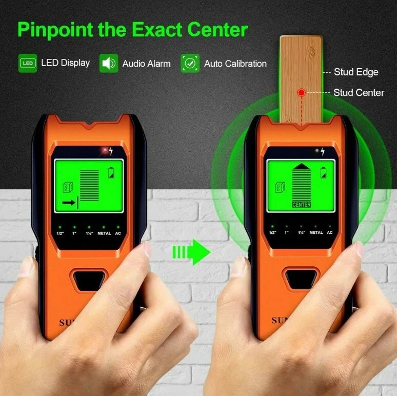 Suntutufy Stud Finder Wall Scanner TH530 - LCD - Auto Calibration -Stud/Rebar/AC