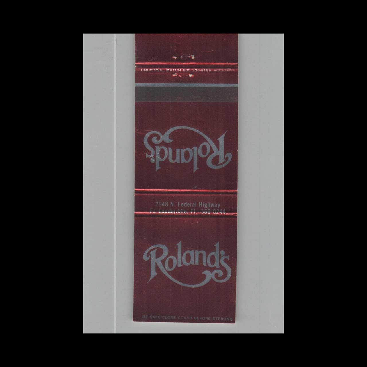 Matchbook Cover Rolands Ft. Lauderdale, FL