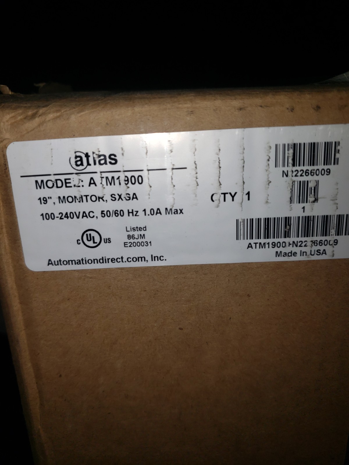 ATLAS ATM1900 MONITOR USA SELLER FAST SHIPPING NEW OPEN BOX