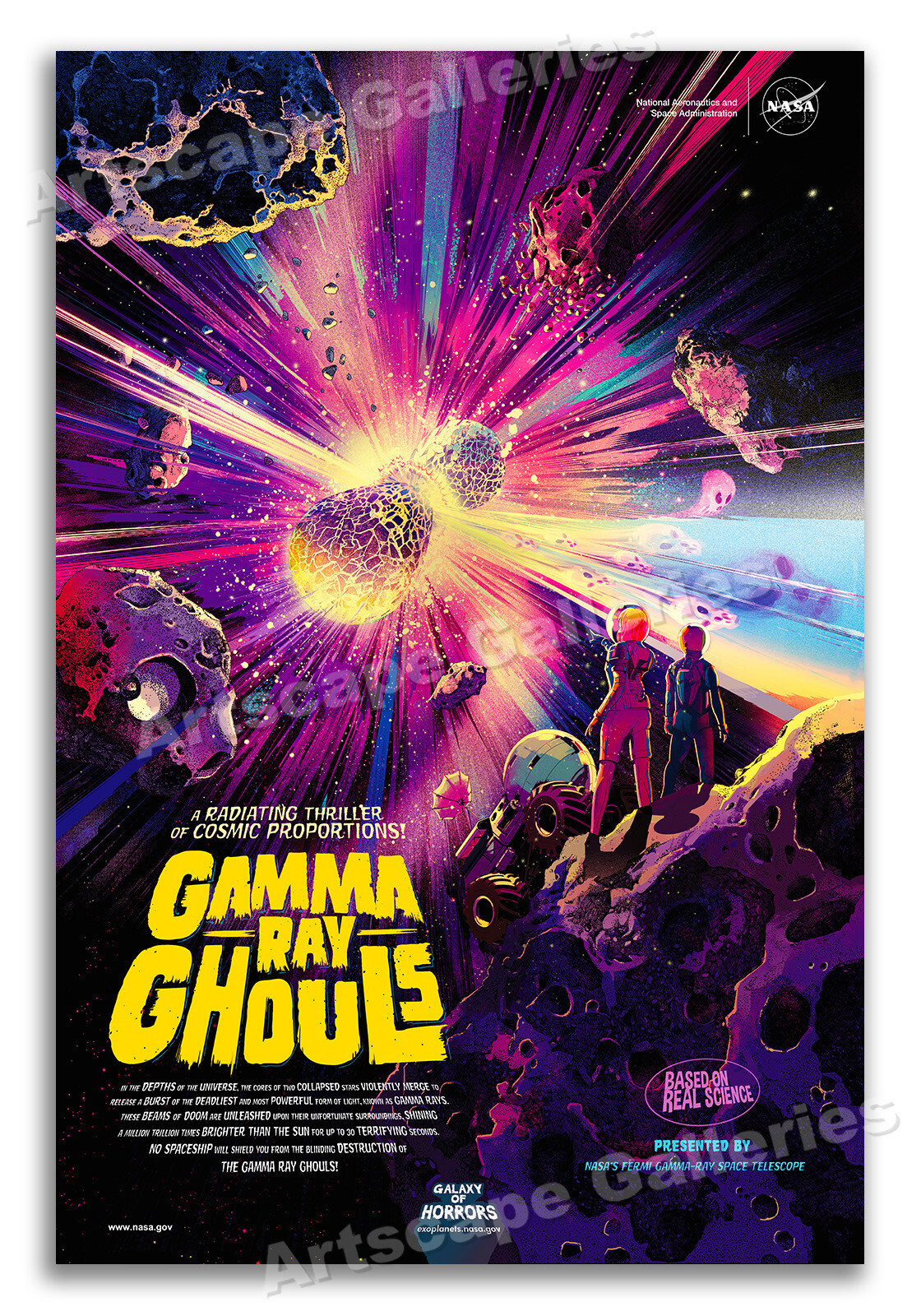 Gamma Ray Ghouls! Cosmic Radiation! NASA Horror Movie Style Poster - 16x24