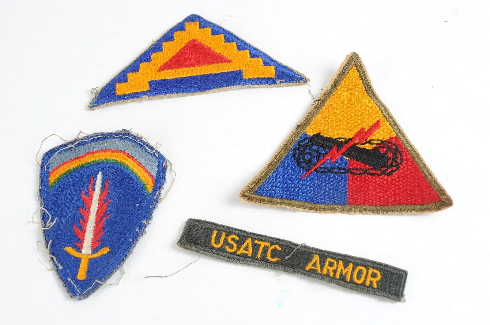 AB Orig.  4 WW2 Military Patches 7th Army Training Europe Service USATC Armor