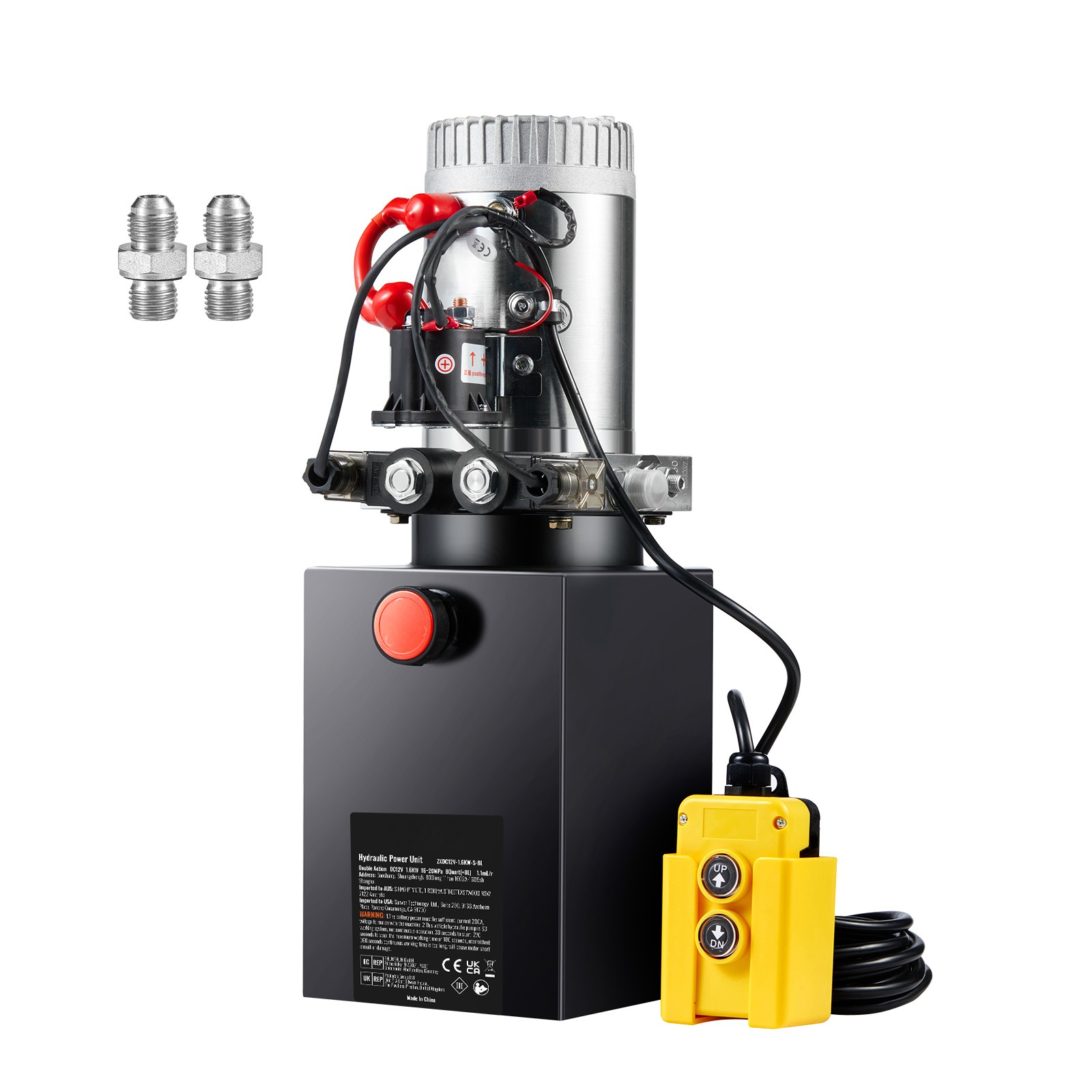 8 Quart Double Acting Hydraulic Pump Dump Trailer Power Unit 12V 2.1HP SAE #6