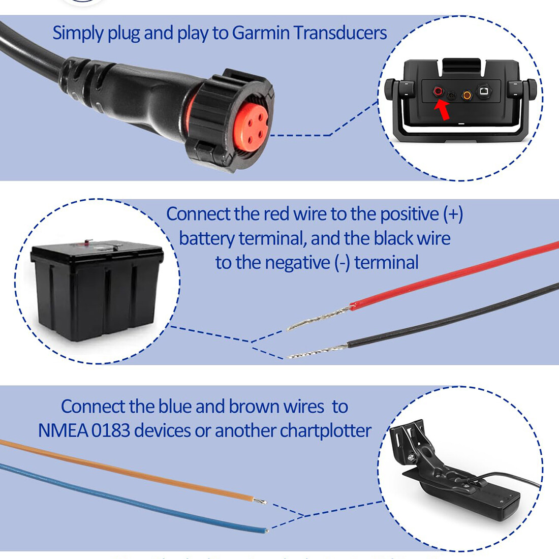 010-12445-00 Power/Data Cable for Garmin echoMAP Chirp/Plus/UHD GPSMAP Panoptix