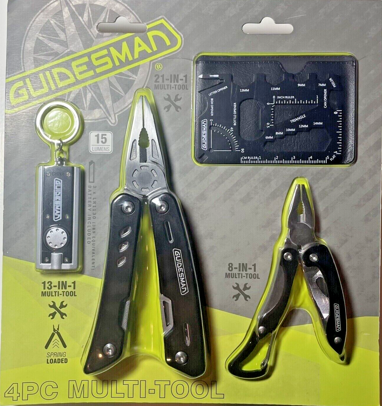 Guidesman 4-Piece Multi-Tool Combo- NIB w/Case 4 Convienent & Useful Tools
