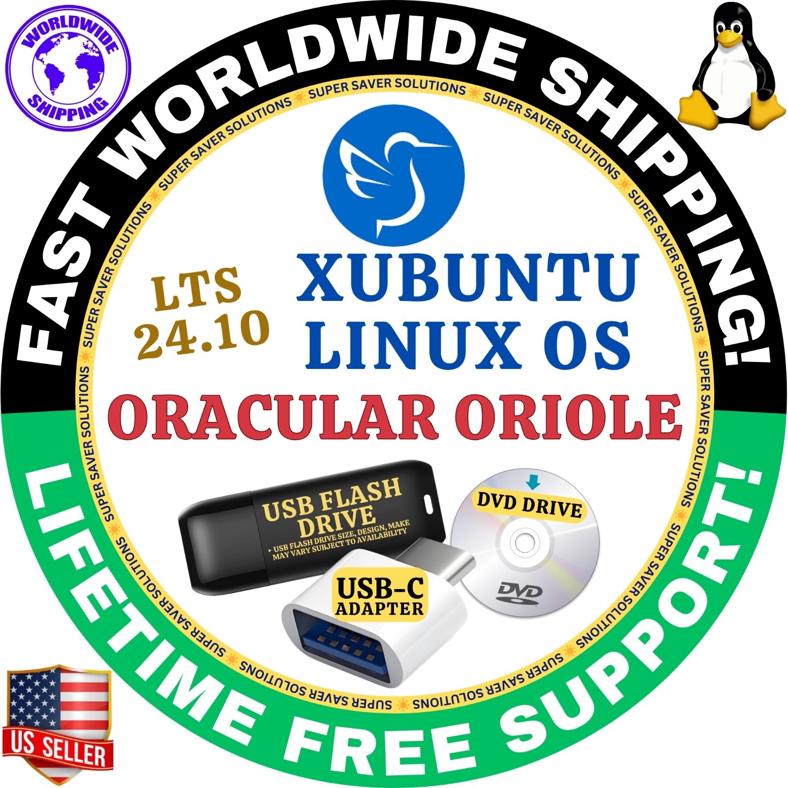 XUBUNTU Linux OS LTS 24.10 Oracular Oriole LIVE BOOT / INSTALL, MAC & PC