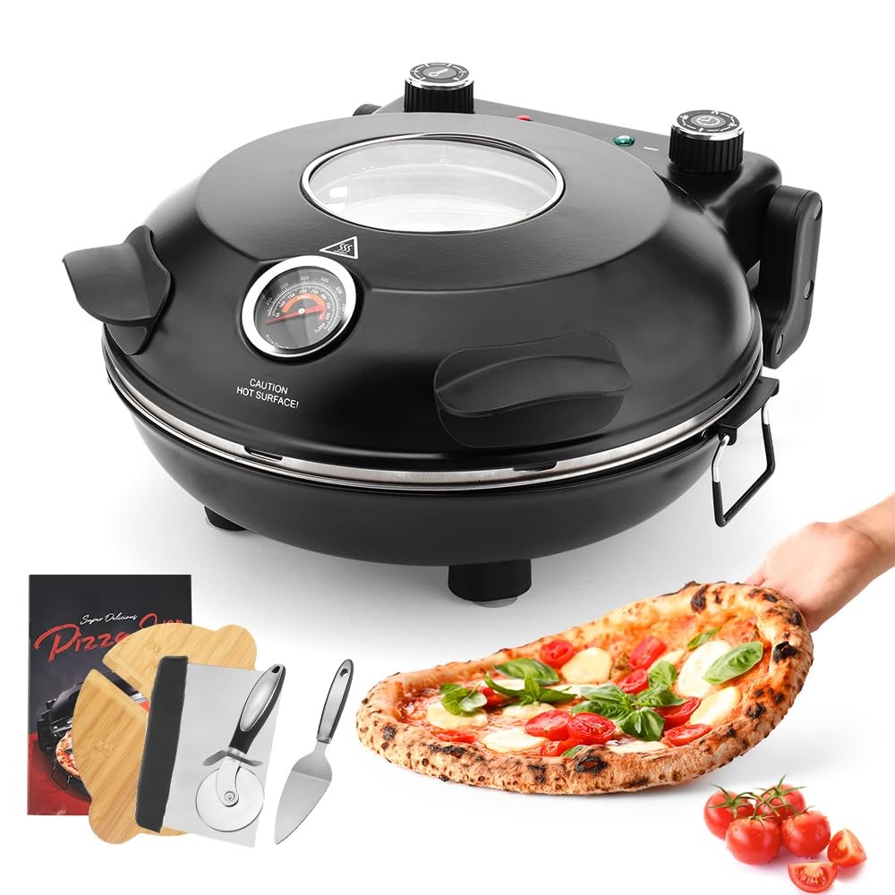 Electric-Pizza-Oven-Indoor, 12 Inches Countertop Cooker,800℉ Electric Pizza M...