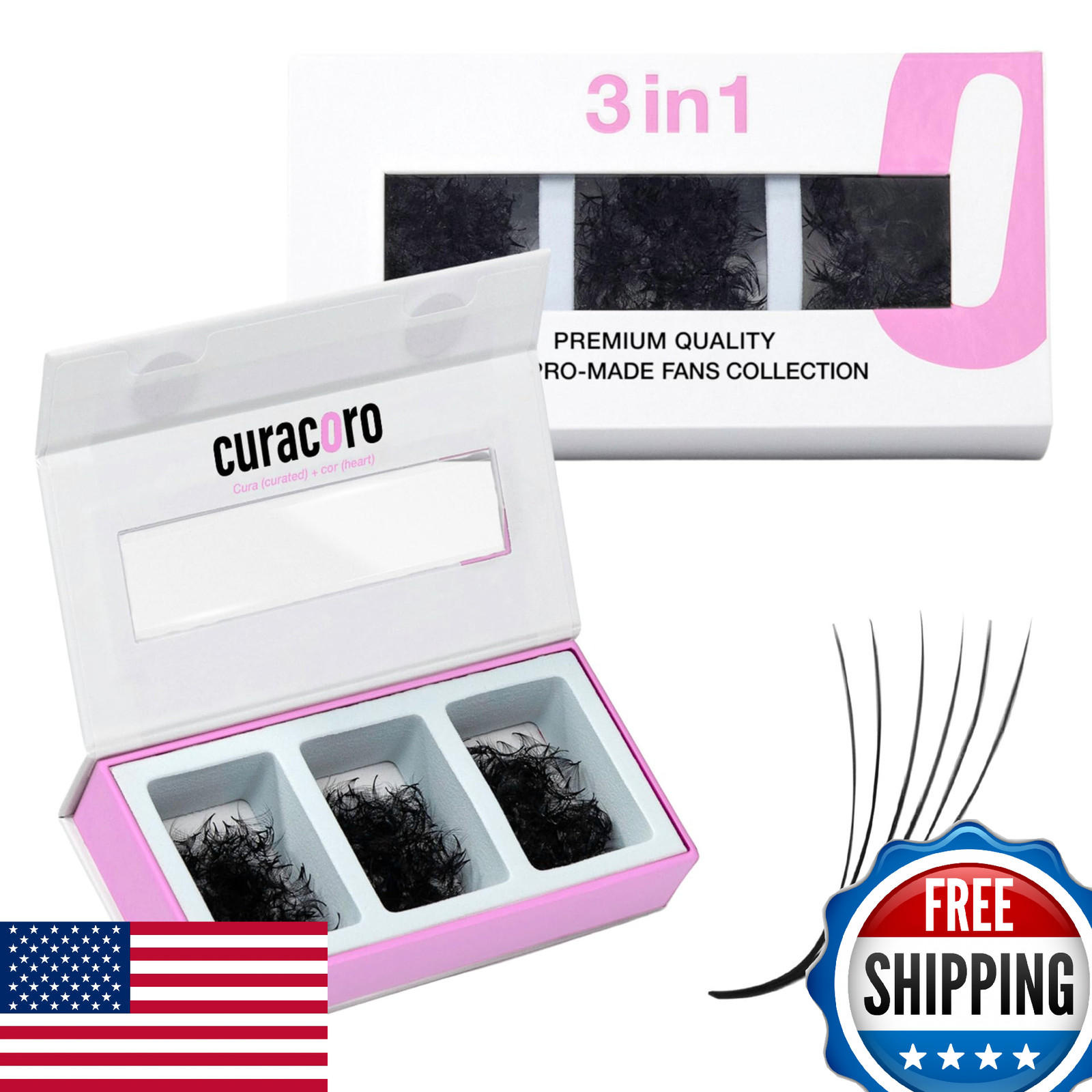 Curacoro Promade Mix 750 Handmade Volume Eyelashes 5D-12D C CC D Curl