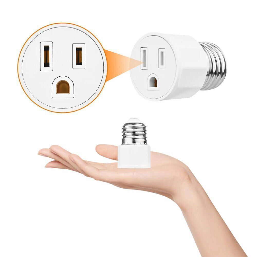E26/E27 Light Bulb Socket 2/3 Prong Outlet Light Socket to Plug Adapter Convert