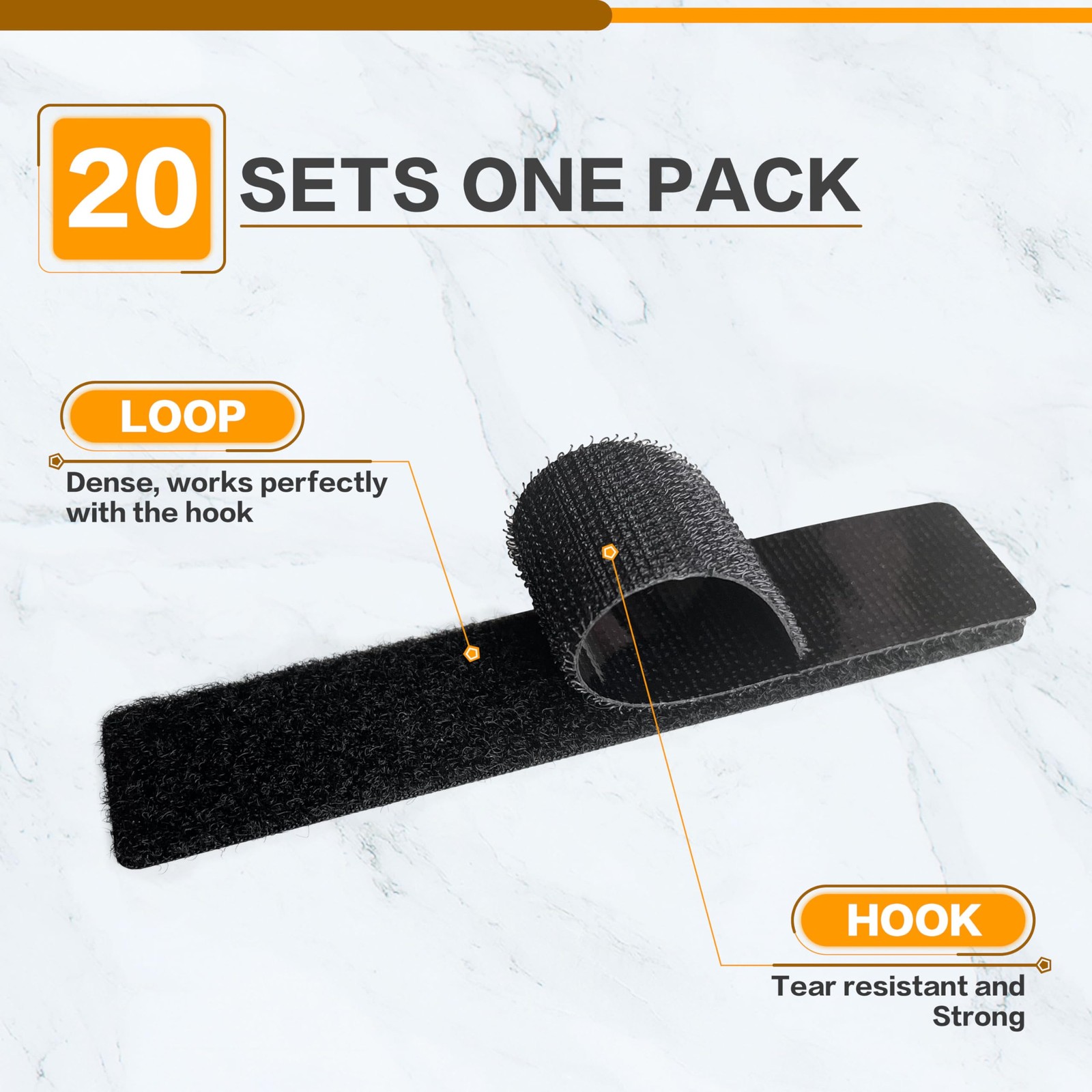 1x3 Inch Hook and Loop Strips, 20 Sets Nylon Self Adhesive Tape, Double Sided...