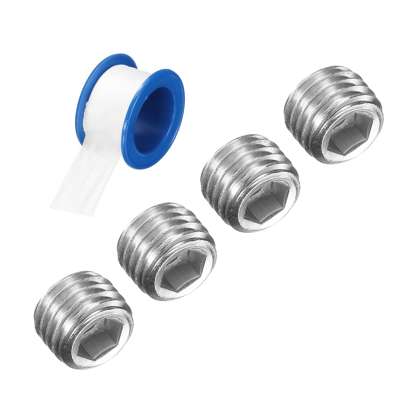 4Pcs M8x1x8 304 Stainless Steel Male Thread Internal Hex Pipe Plug Fitting]