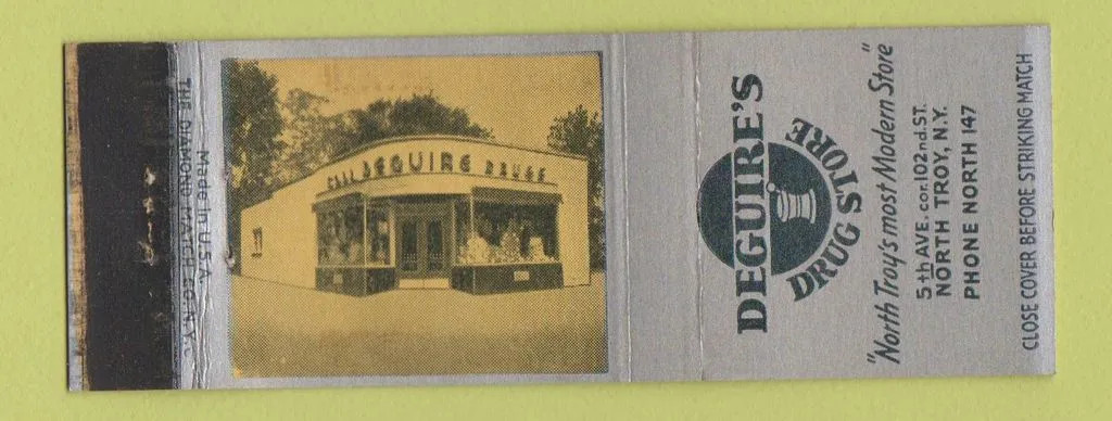 Matchbook Cover - Deguire's Drug Store North Troy NY
