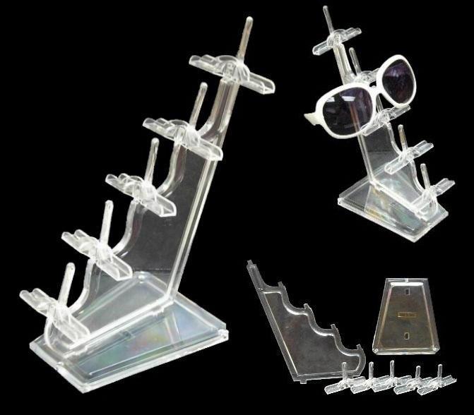 2 STACKABLE 5 PAIR ACRYLIC SUNGLASS DISPLAY RACK glasses holder new sunglasses