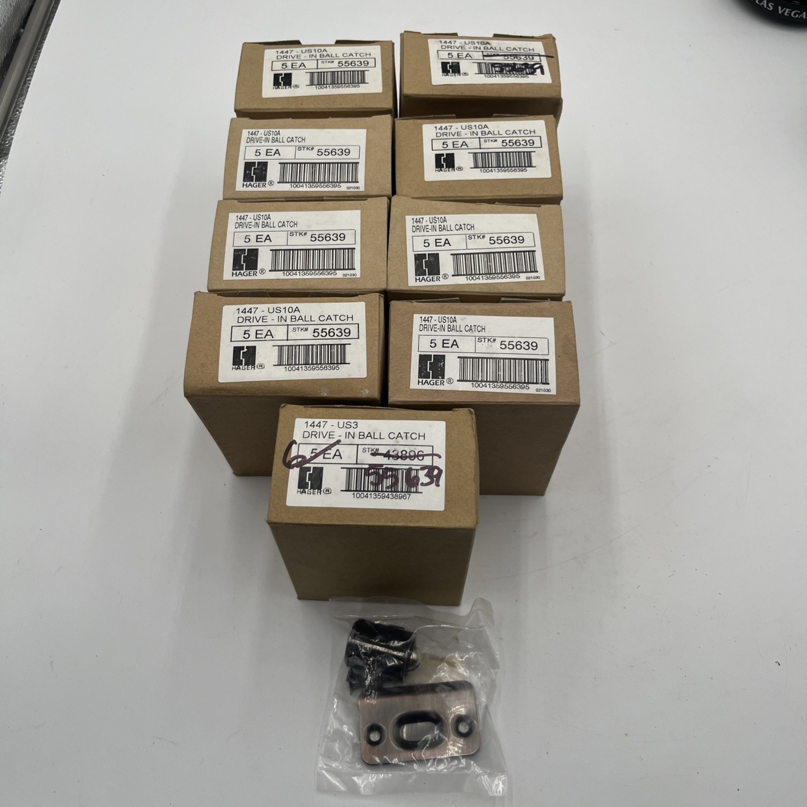 Hager 1447 US10A Drive In Ball Catch Lot Of 46 New Rubbed Bronze Stk# 55639