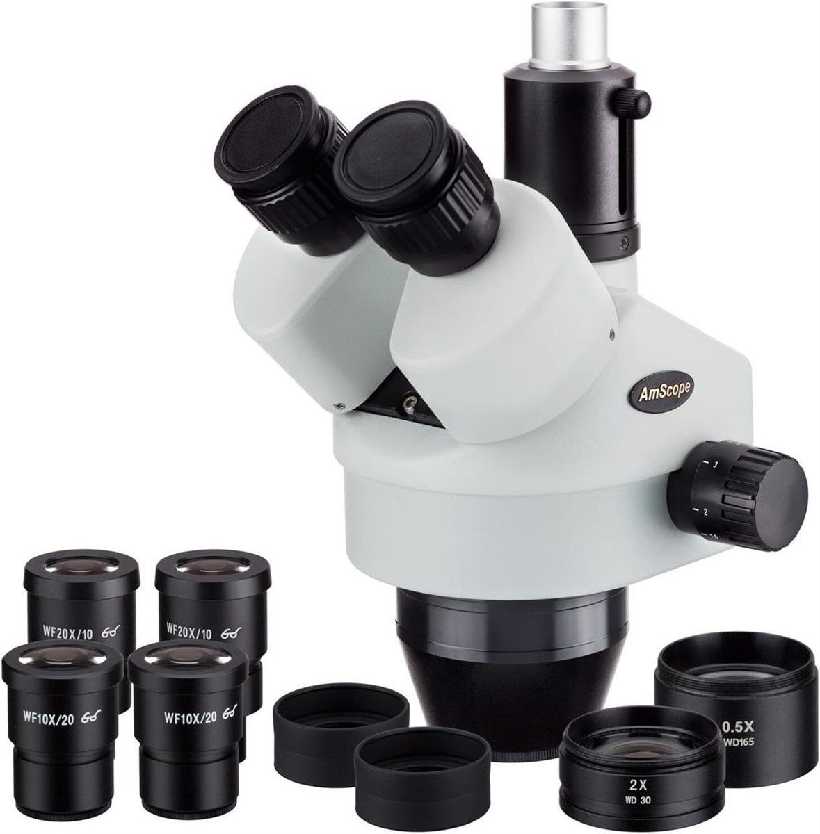AmScope 3.5X-180X Trinocular Zoom Stereo Microscope Head Super Widefield Optics