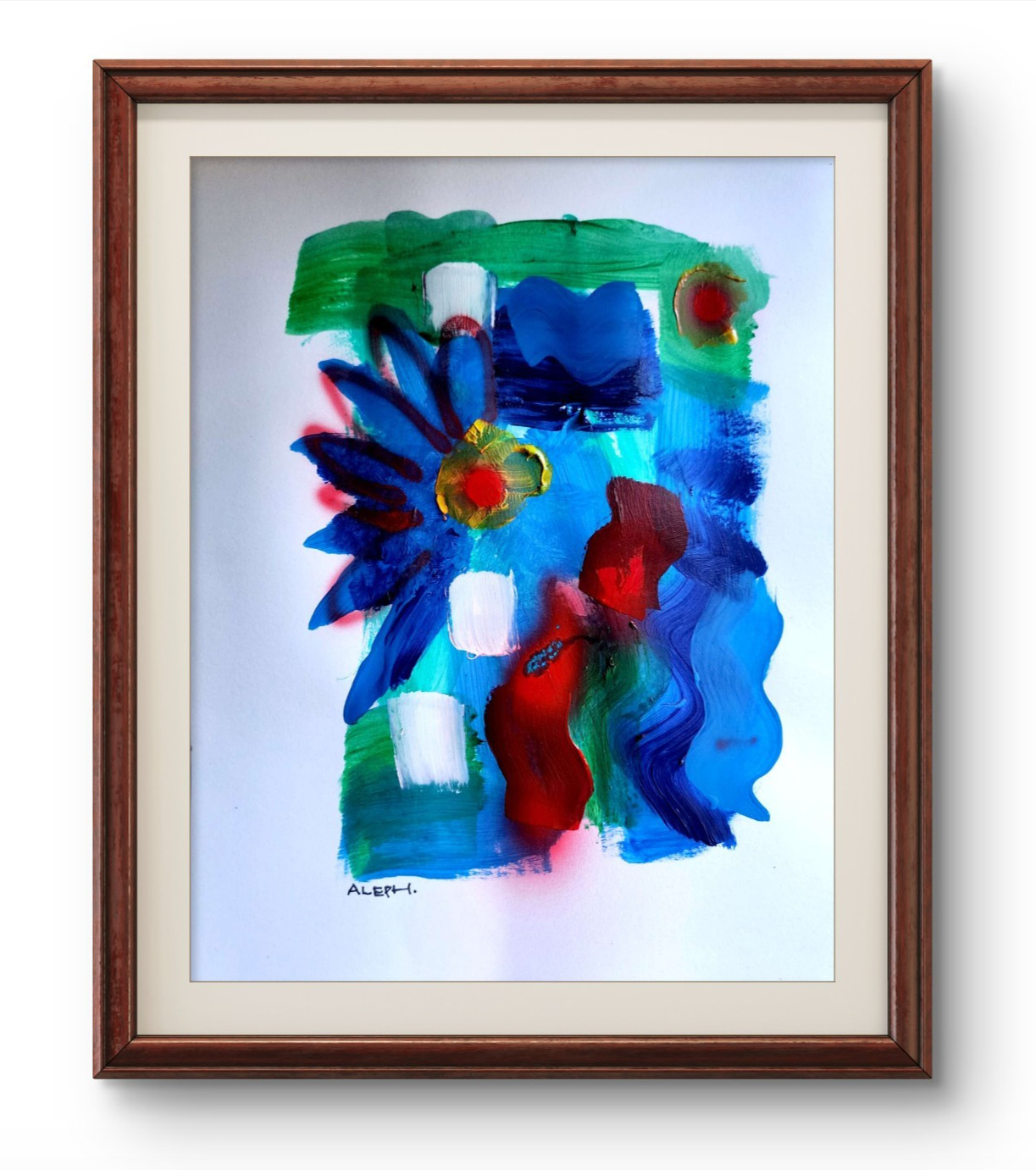 Aleph Original Art 14x11 Abstract Expressionist Original Painting Gallery Paper