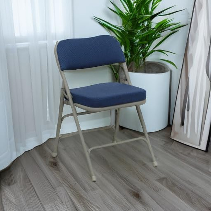 Hercules Series Metal Folding Chairs with Cushioned Seat, Fabric Upholstered Eve
