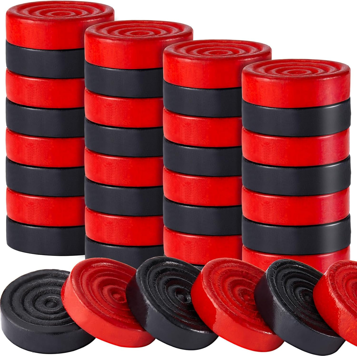 Sumind 48 Pcs Wooden Checkers Pieces 1.06 Inch Checker Pieces in Drawstring Stor