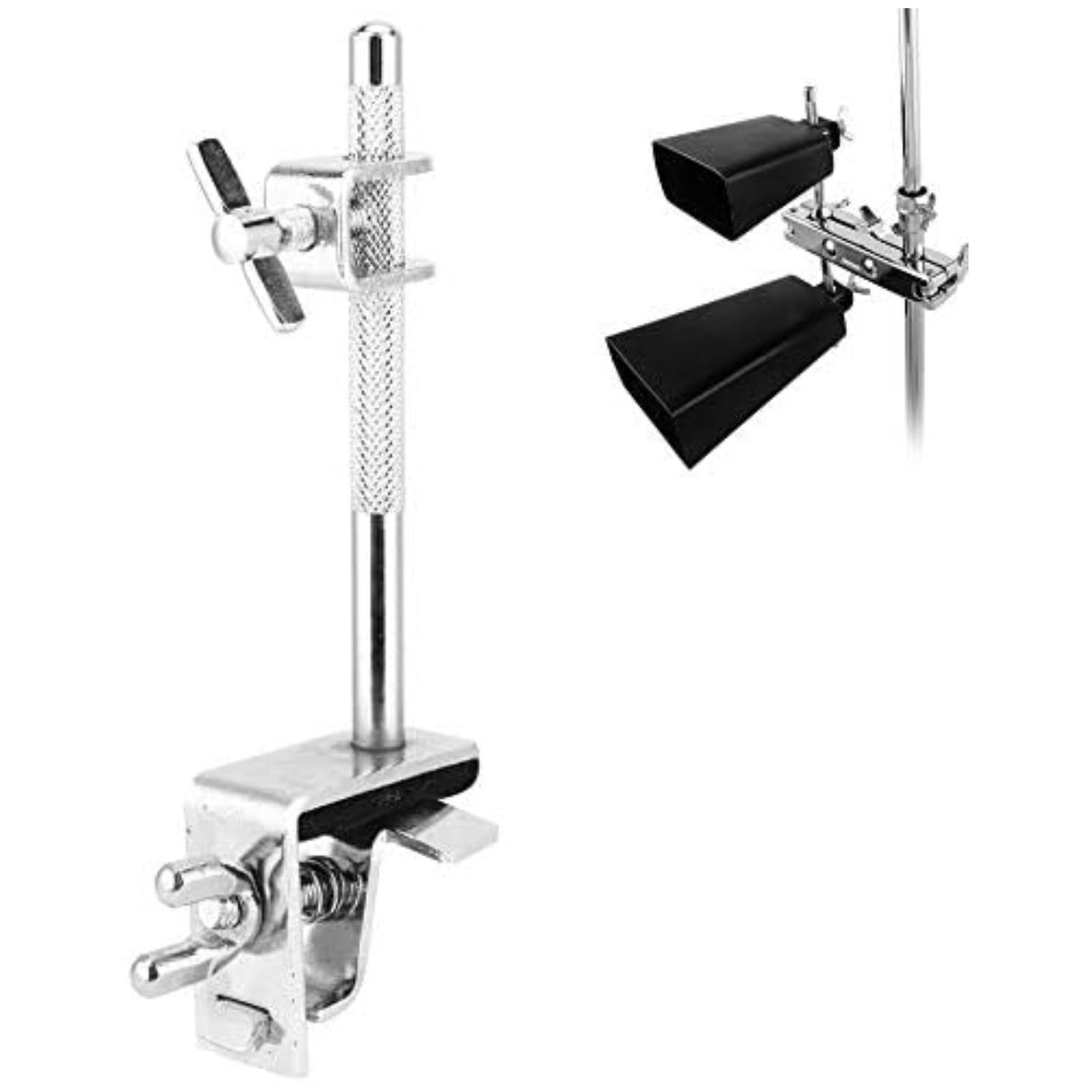 Cowbell Clamp, Adjustable Up or Down Mounting, Hoop Mounted Cowbell Stand, fo...