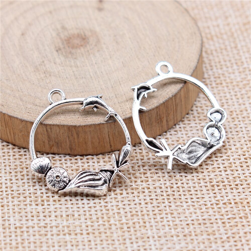 70 Pcs Tibetan Silver Conch Starfish Conch Charms 29X25MM Jewelry Making C15541