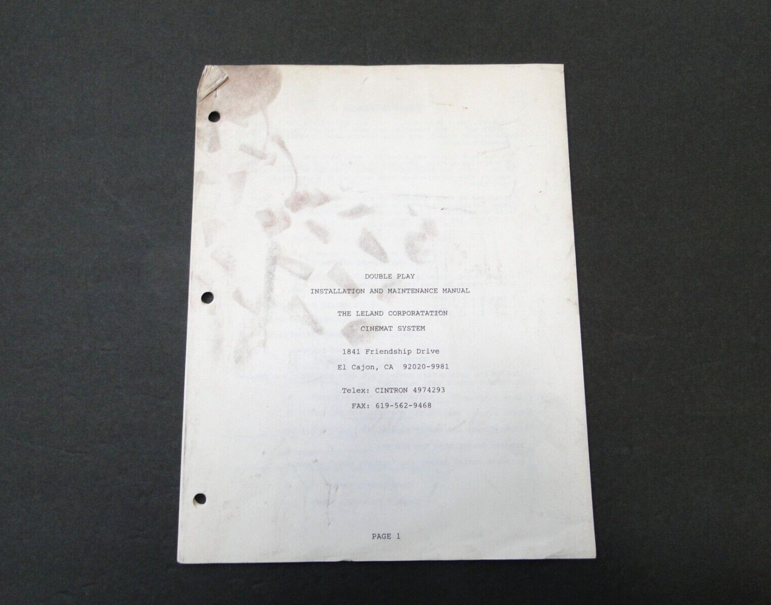 Vintage 1977 Double Play Arcade Installation and Maintenance Manual