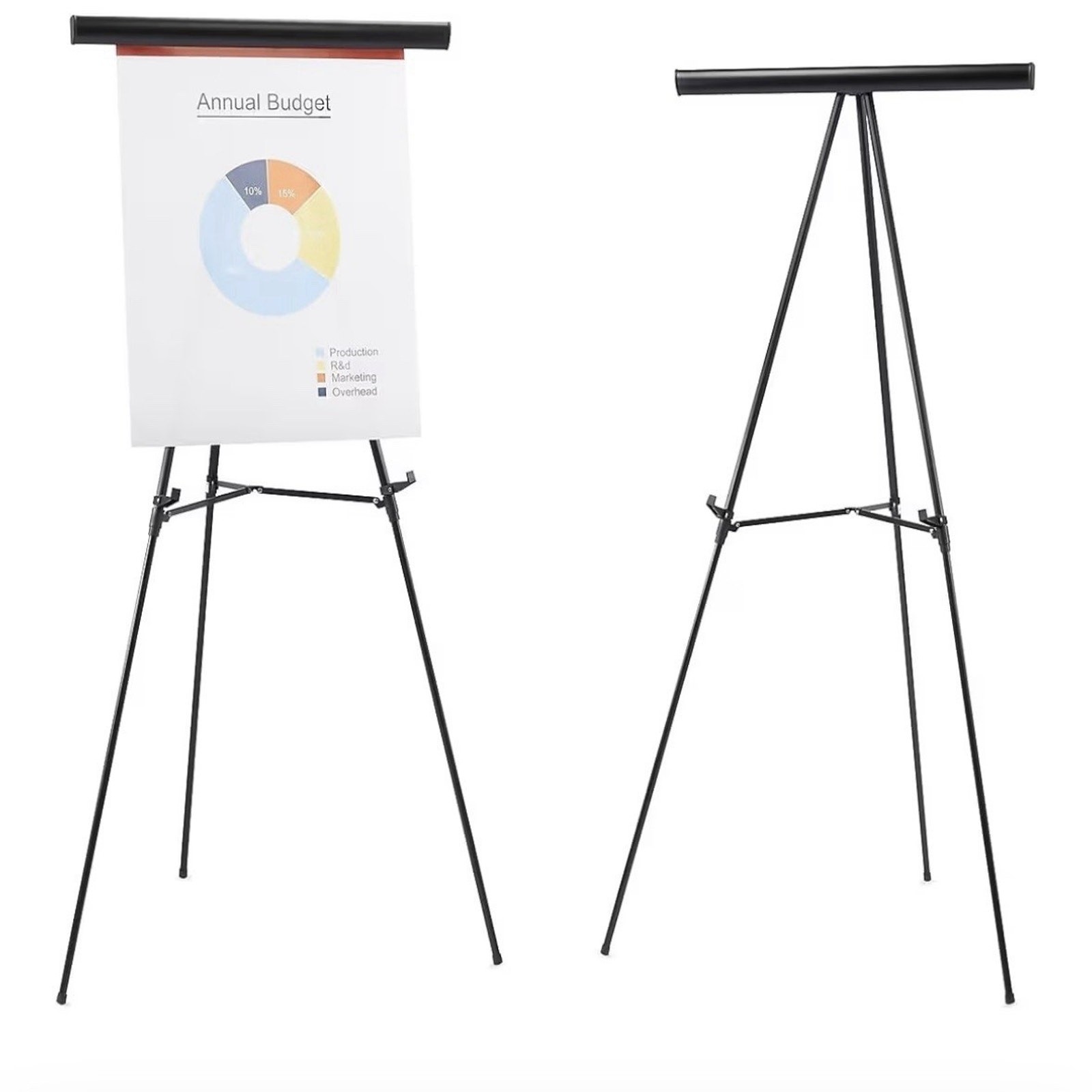 Staples Dual-Purpose Easel Adjustable Height 35"-65" Supports Up To 20 lbs Black