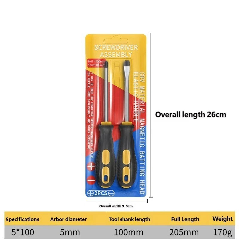 Industrial Grade Screwdriver Set, CR-V Steel Magnetic Tips for Auto DIY Repair