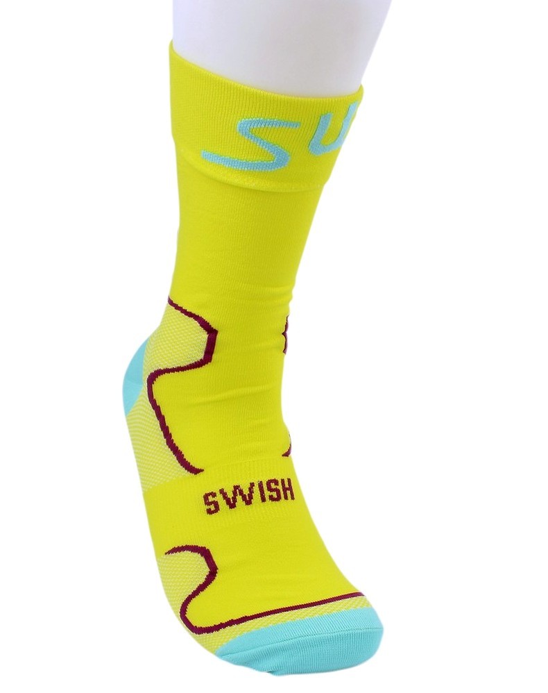 Swish Cooling Max Road MTB Cycle Bike Sports Socks L-Size In Chartreuse Yellow