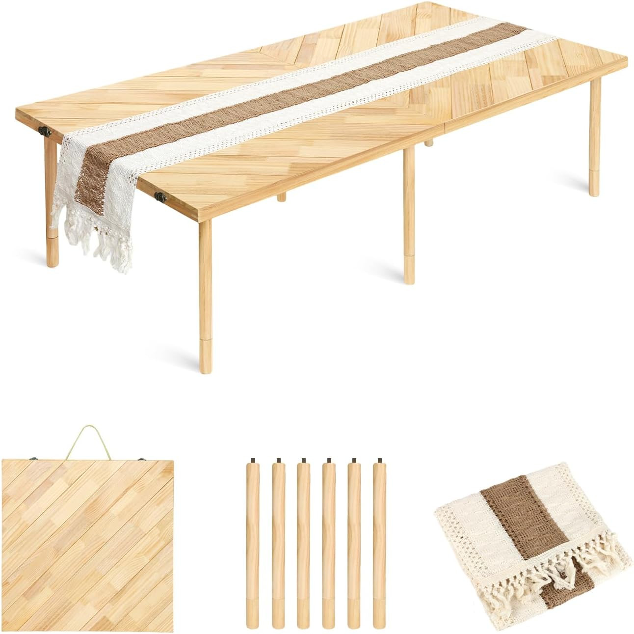 44X22 Low Floor Folding Picnic Table | Portable Low Table for 4-6, with Adjustab