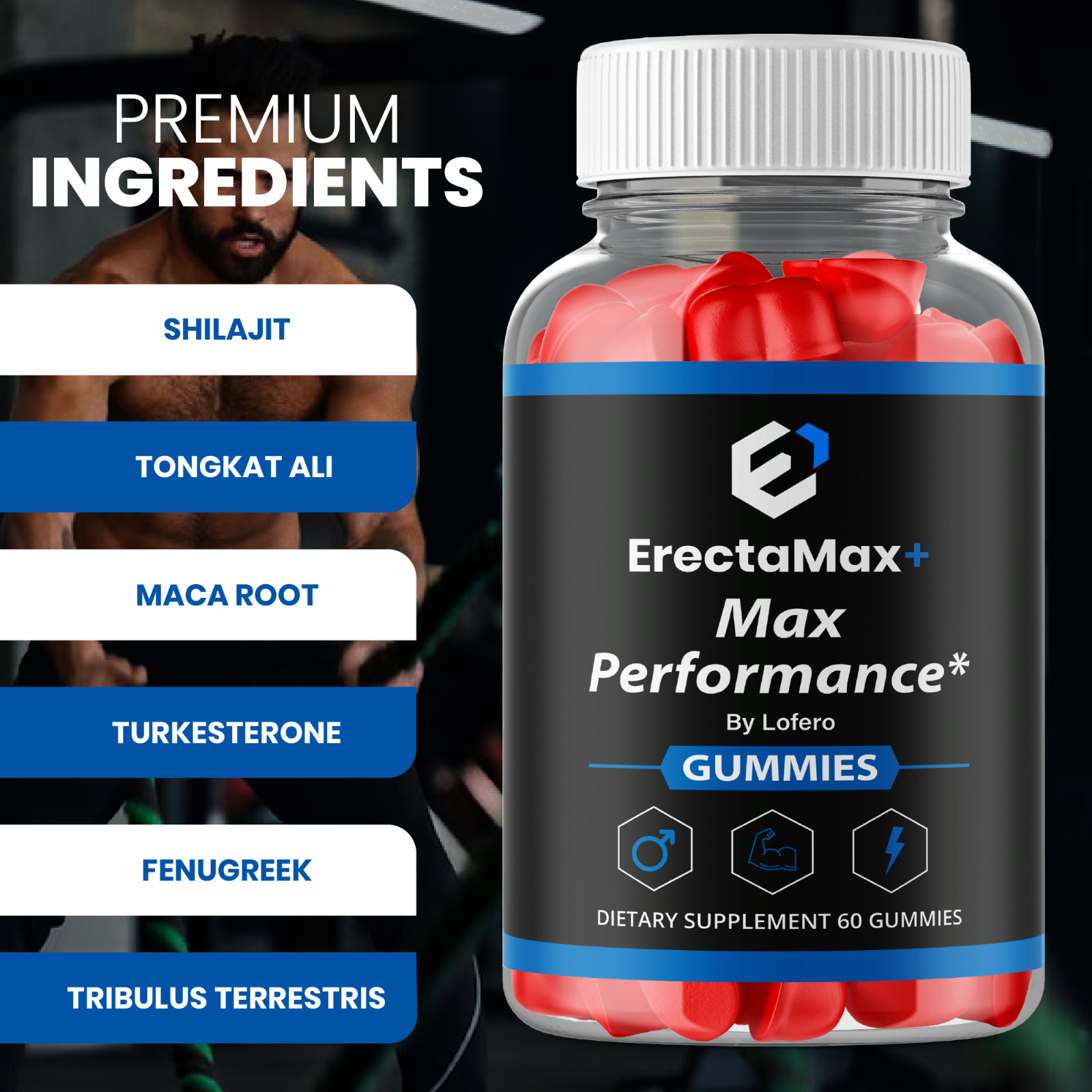 (3 Pack) Erecta Max Gummies for Men ed Male Gummys ErectaMax Gummys (180Ct)