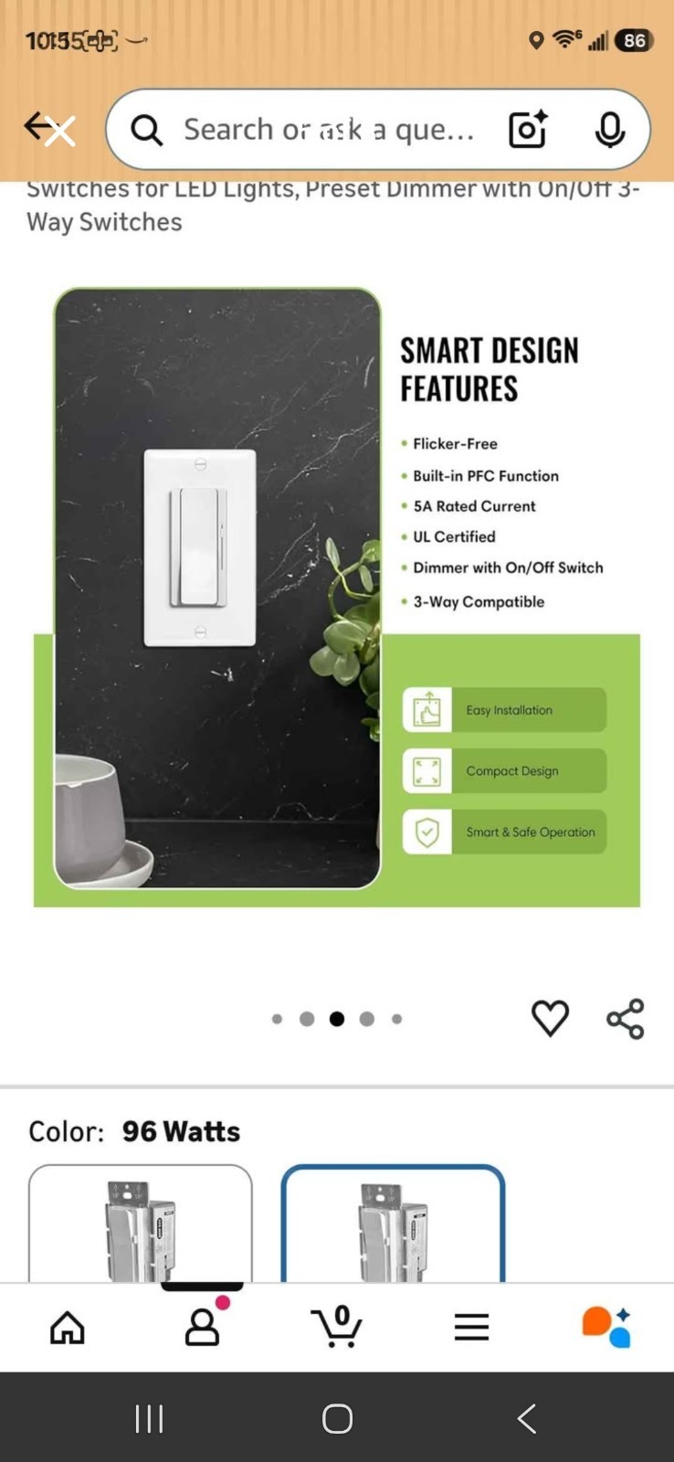 Select Lighting 96W 24V DC Driver Dimmer Decora Wall Switch for LED, 24V, White