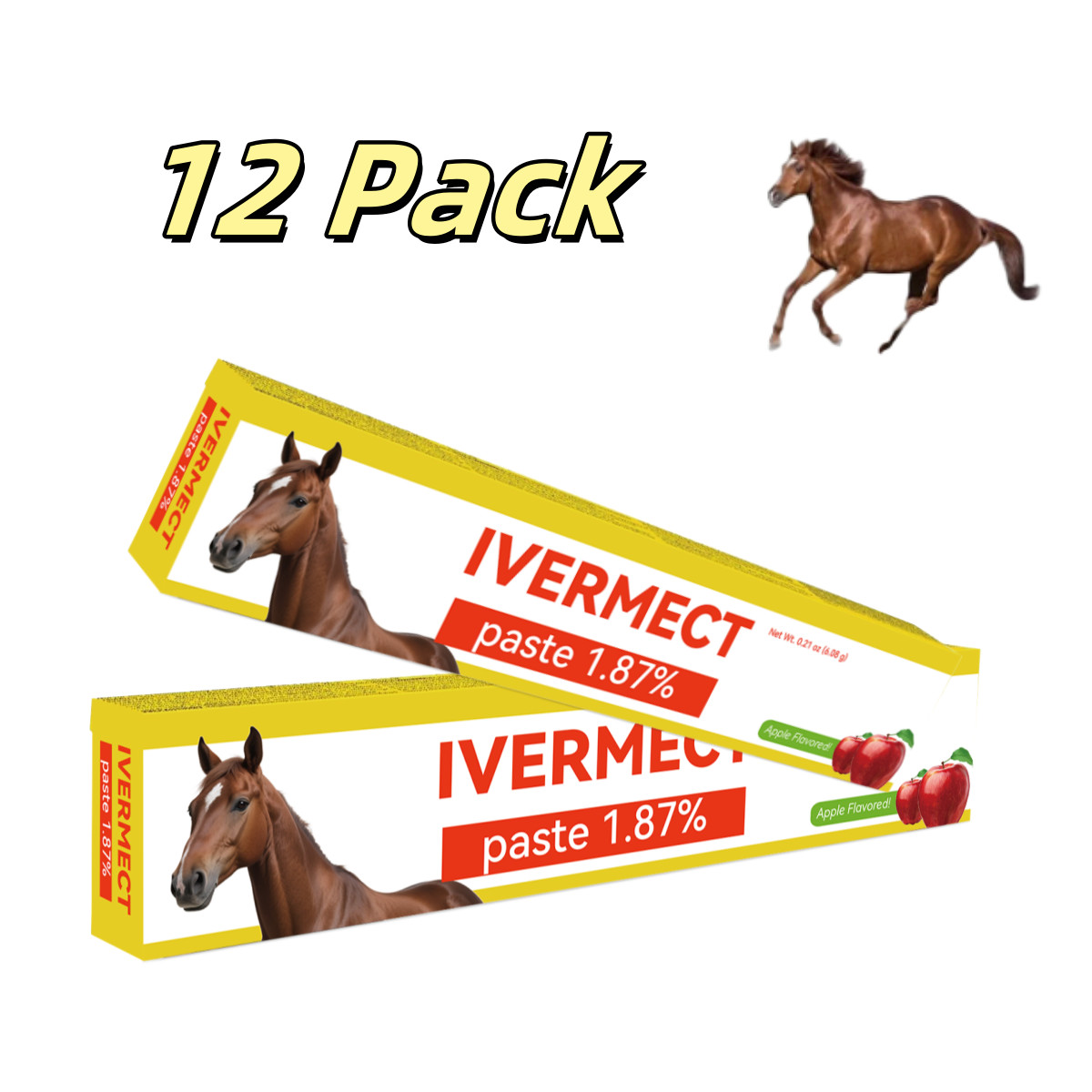 12 pack Paste Horse Dewormer Apple Flavor (6 DOSES)-1/2028