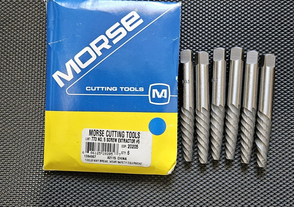 Package of 6 MORSE LIST #773 EDP# 20205 SCREW EXTRACTOR #5 Carbon  NOS (bn(H)