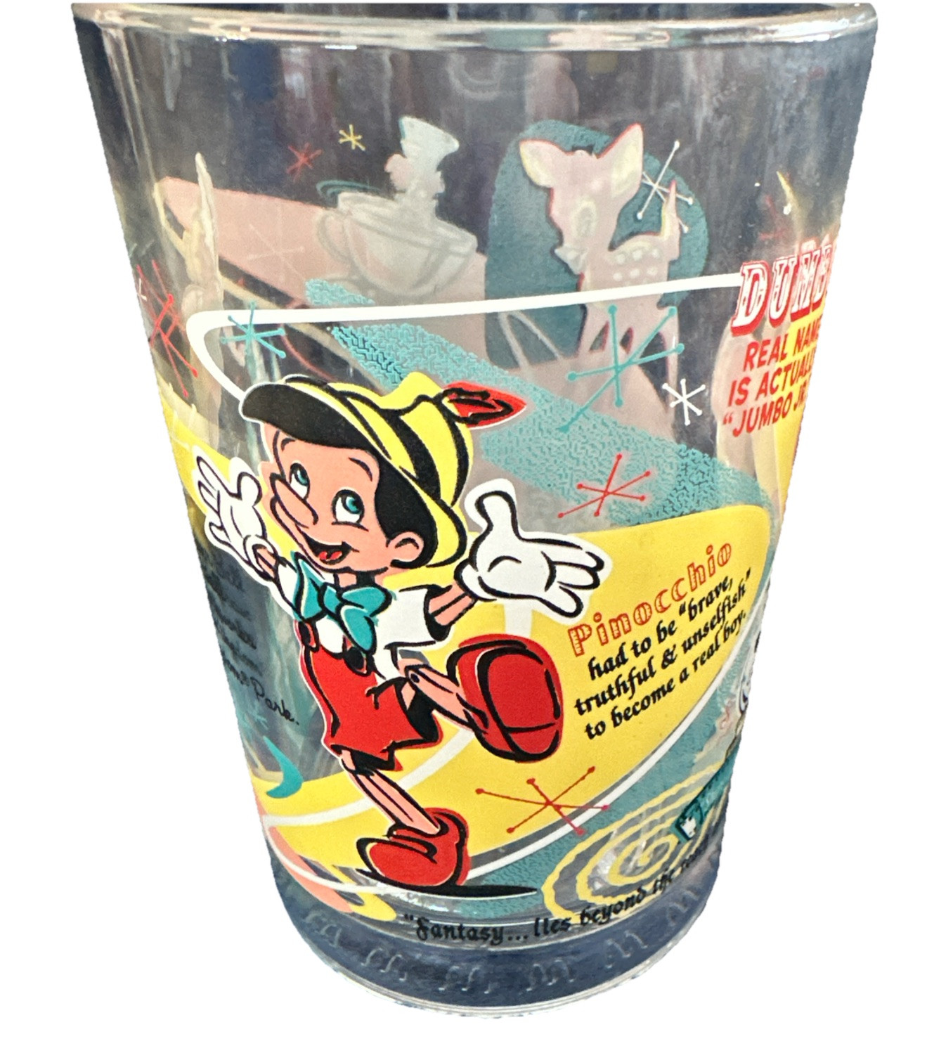 McDonalds Walt Disney World 100 Years of Magic Anniversary Glass Pinocchio USA