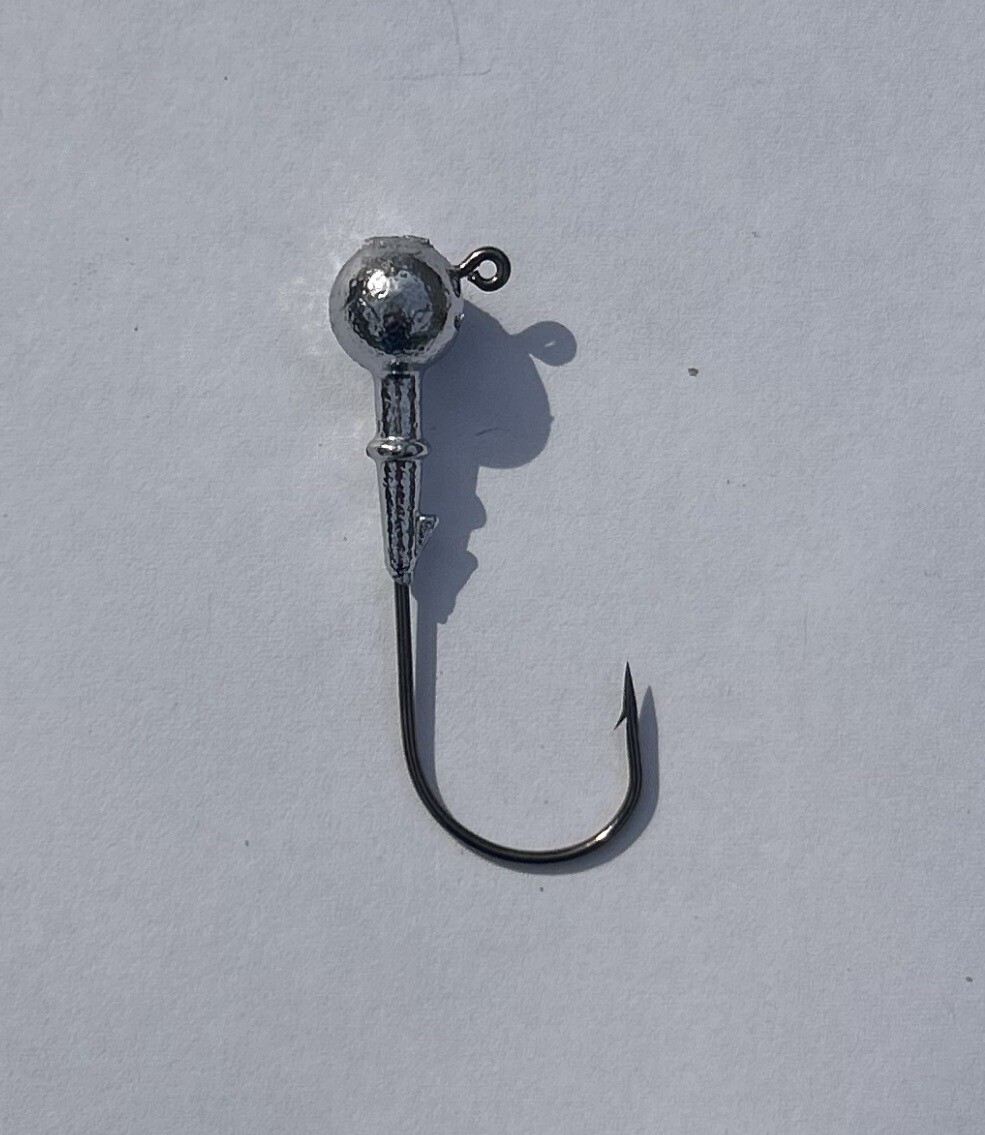 Bag Of 15 1/8 Oz Ball/Round Style Jig Heads With 3/0 Mustad Hooks