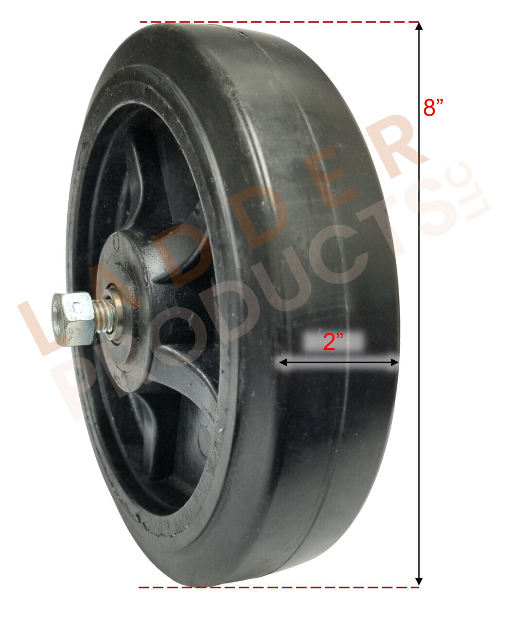 8" x 2" Nylon Core Rubber Wheel LED820RN23B