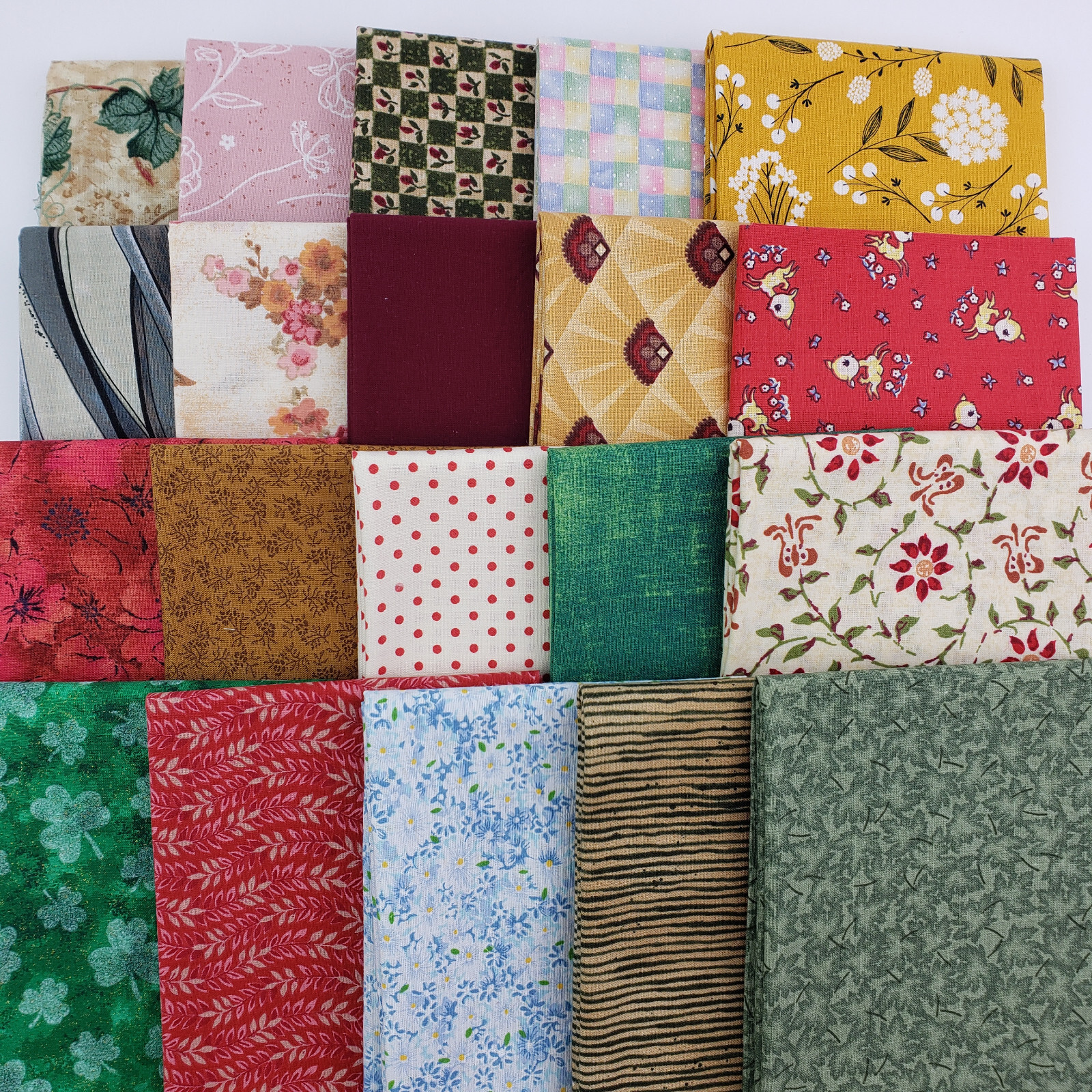 20 Fat Quarters 100% Cotton Fabric Quilting Sewing Crafts Multi Colors Prints