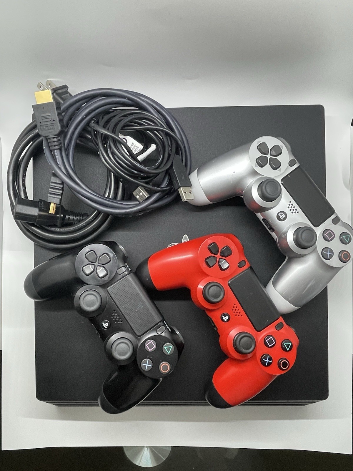 Sony PlayStation 4 Pro 1T Black Console w/ 3 DualShock 4 Controllers