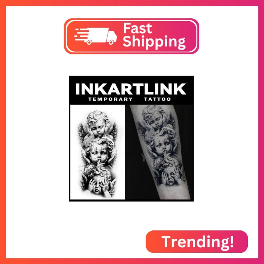 INKARTLINK Tattoo Tech, 2 Sheets Medium Semi Permanent Tattoo, Adult Art Design
