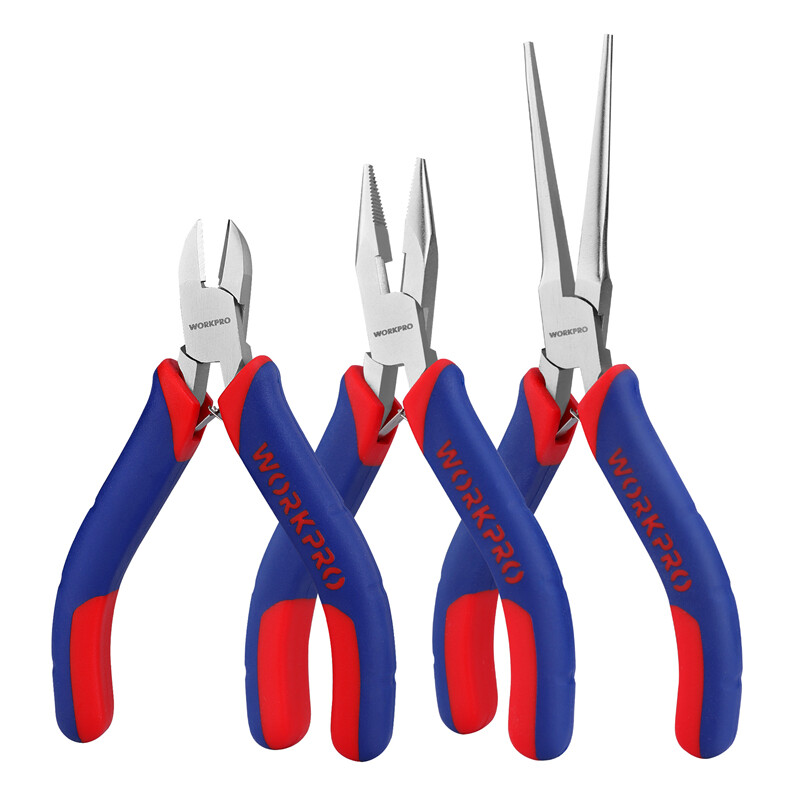WORKPRO Mini Pliers Set 3-Piece Small Pliers Tool Kit Includes 4” Diagonal Plier