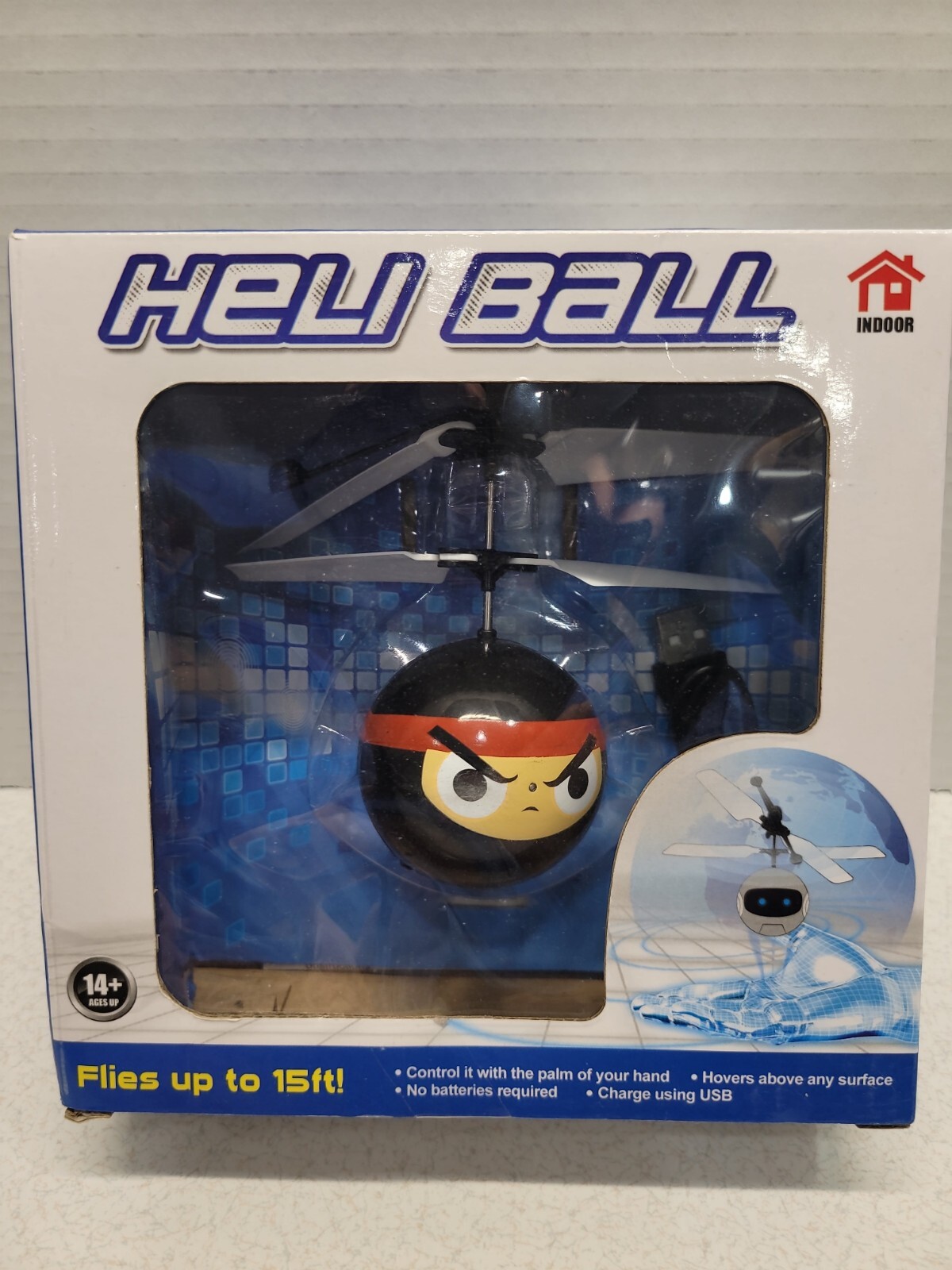 Heli Ball Ninja Levitating Sphere Hovers Control With Hand Flies 15 ft NIB