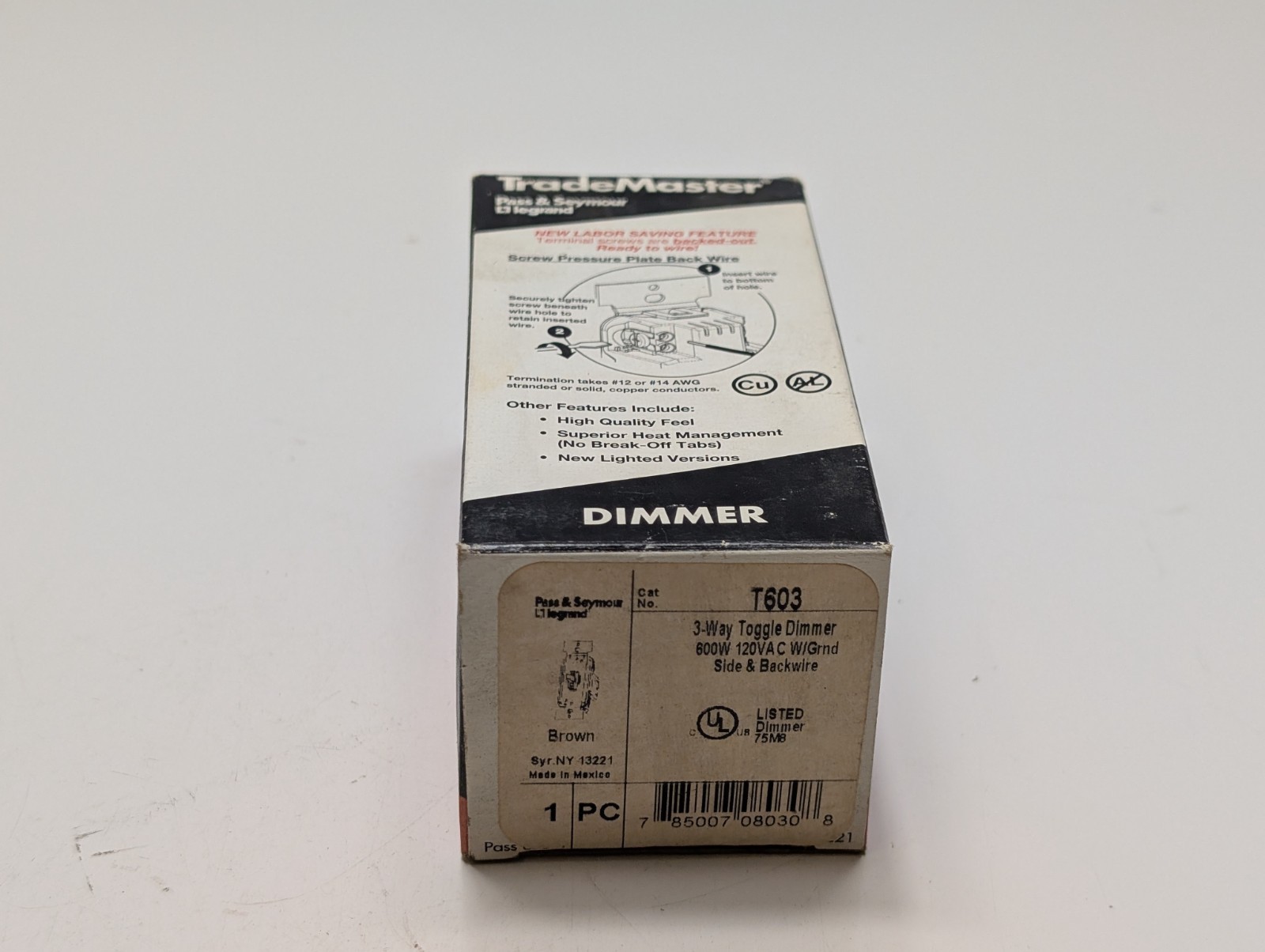 PASS & SEYMOUR T603 3 WAY Switch Toggle dimmer 600W 120VAC