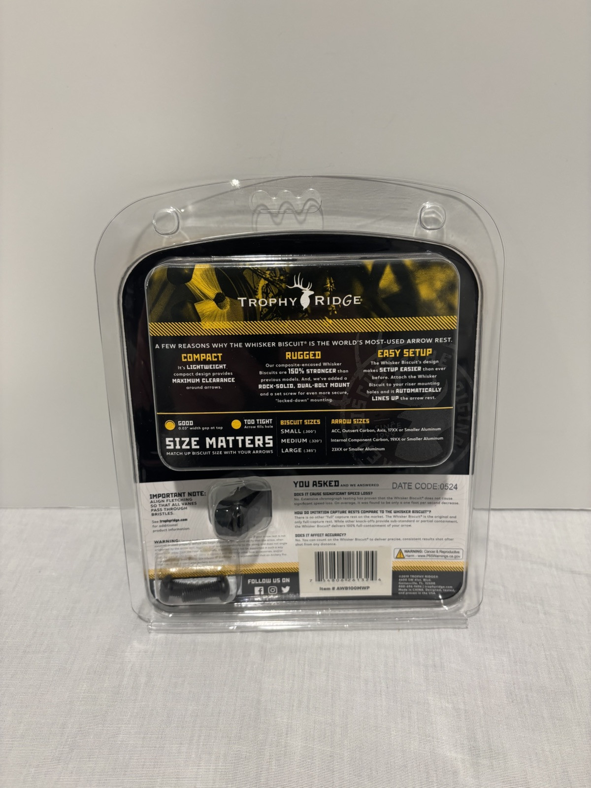 Whisker Biscuit Quick Shot MEDIUM With Bracket & Screws - Trophy Ridge #AWB100M