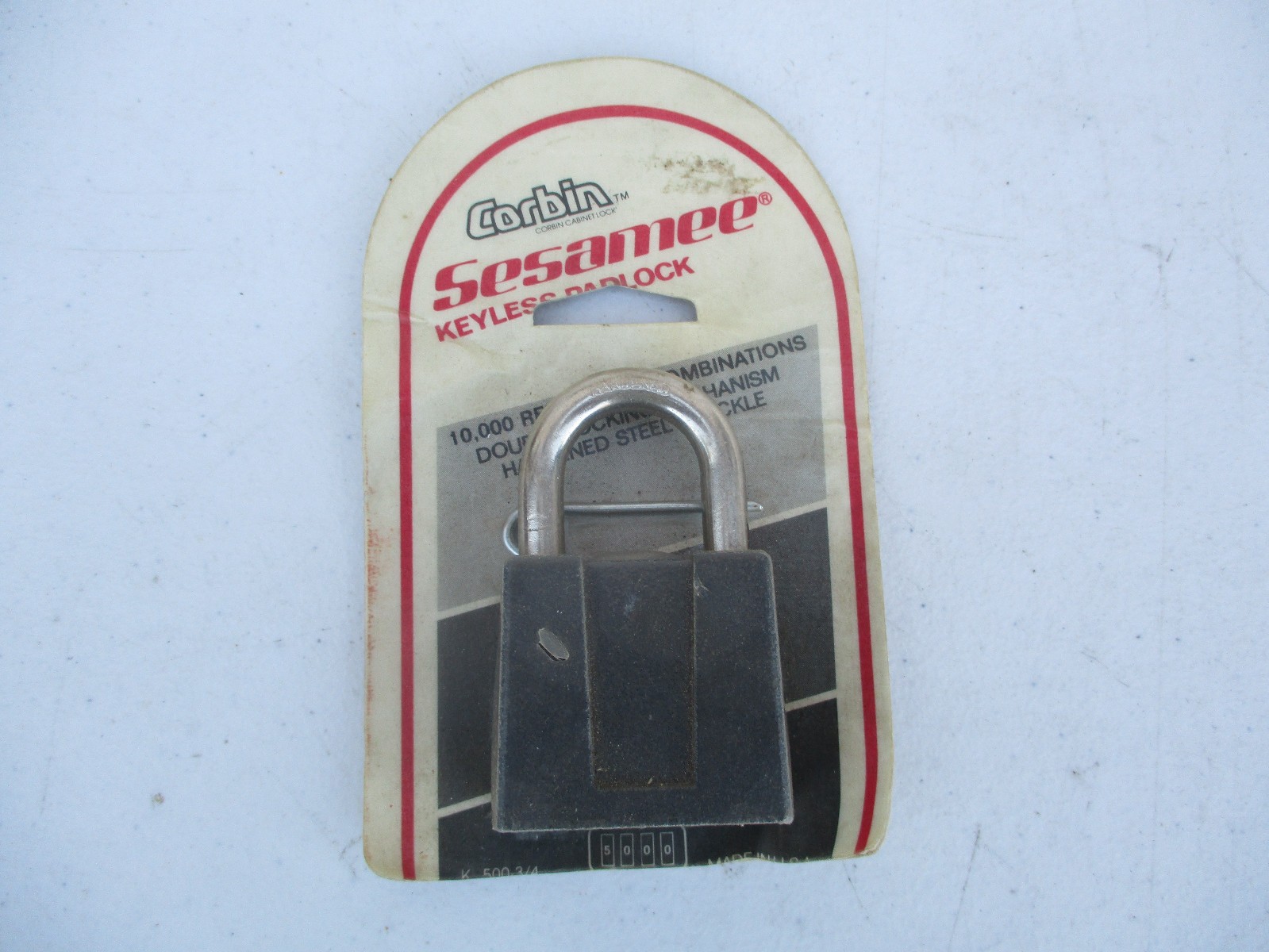 Sesamee K500-3/4 Corbin Keyless Padlock, Original Card Mount