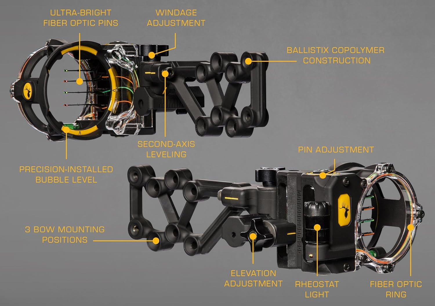 Trophy Ridge React H4 Bow Sight - 4 Pin Sight, Tool Less Windage and Elevation A