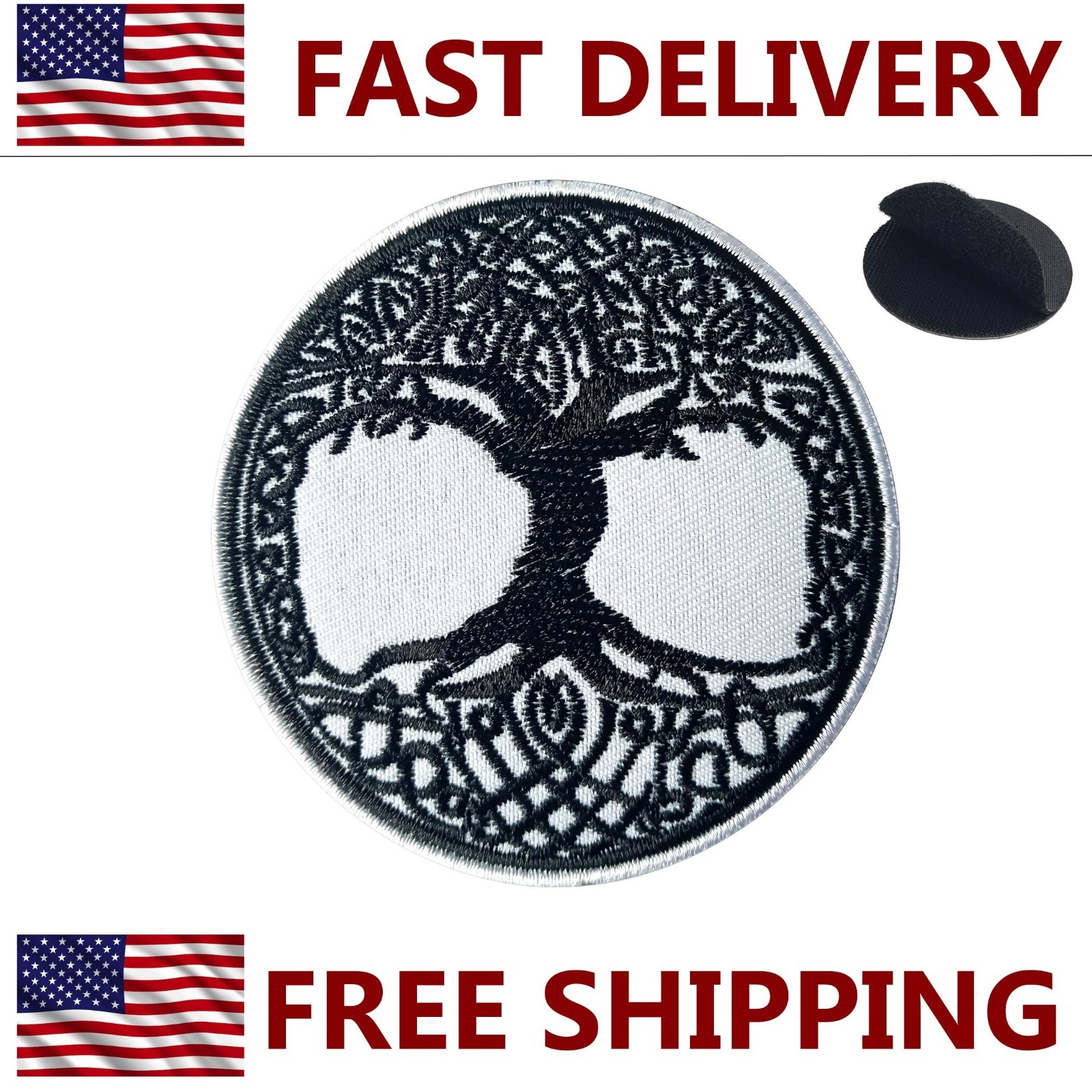 Tree of Life - Black - Embroidered Patch 3"  - Hook and Loop - Tactical Patch