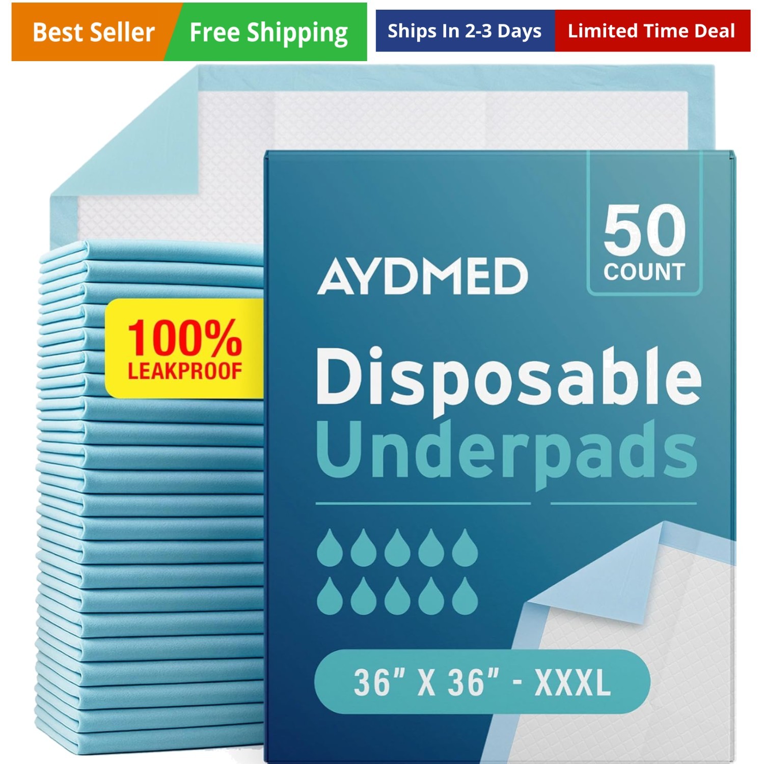 50 x Incontinence Underpads 36" x 36" | XXXL Bed Pads Disposable Adult | Max ...