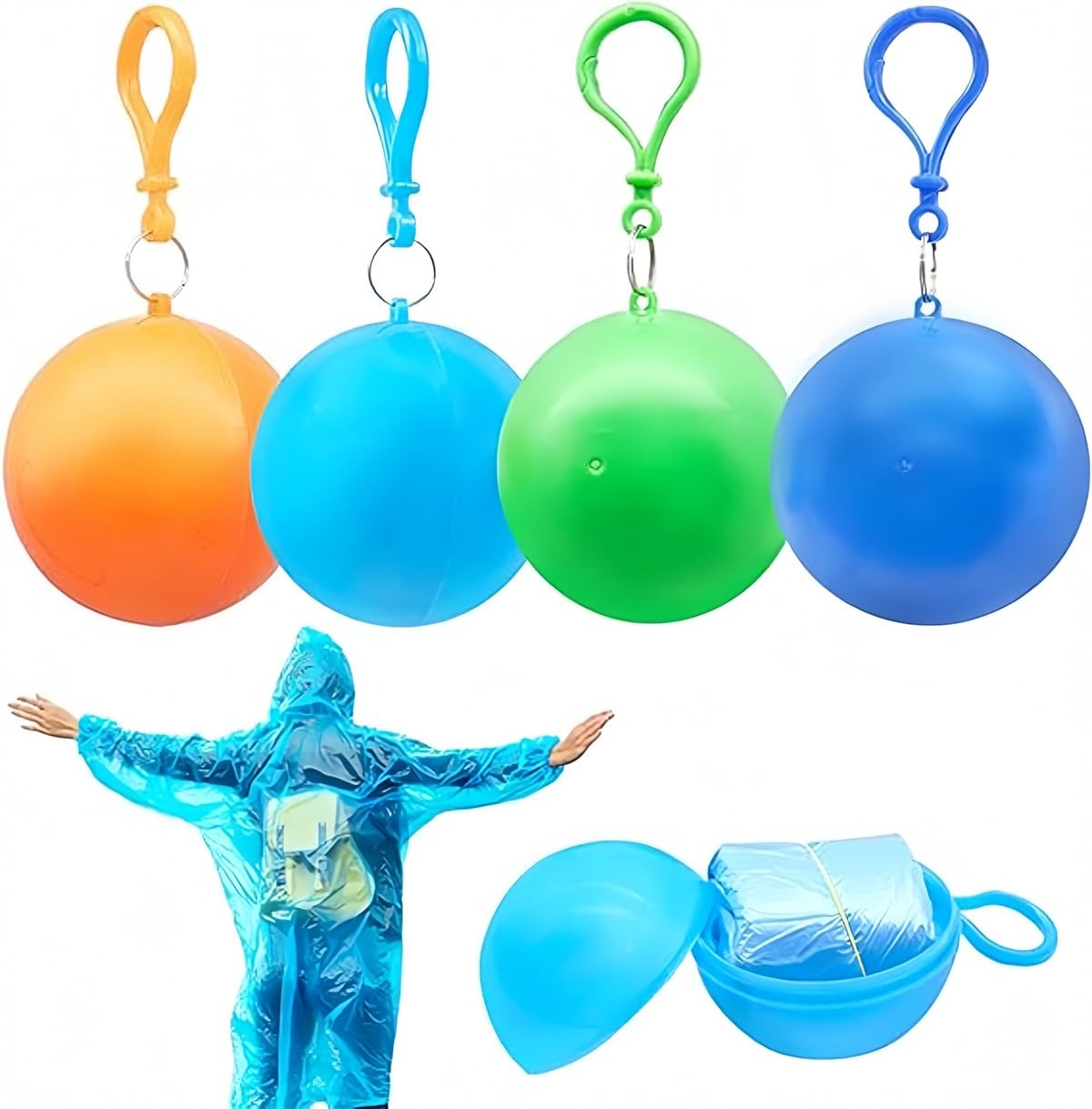 4 Pack Portable Disposable Emergency，with Hood and Attachable Round Case, Rai...